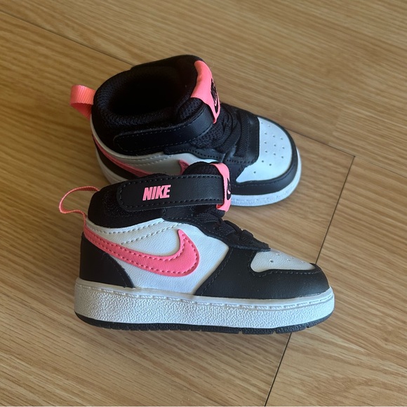 Nike Other - Nike Court Borough Mid 2 White Black Fierce Pink Sneakers Toddler 4C